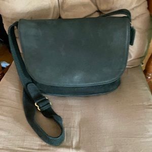 COACH FLAP VINTAGE SONOMA GREEN NUBUCK SUEDE SHOULDER BAG!